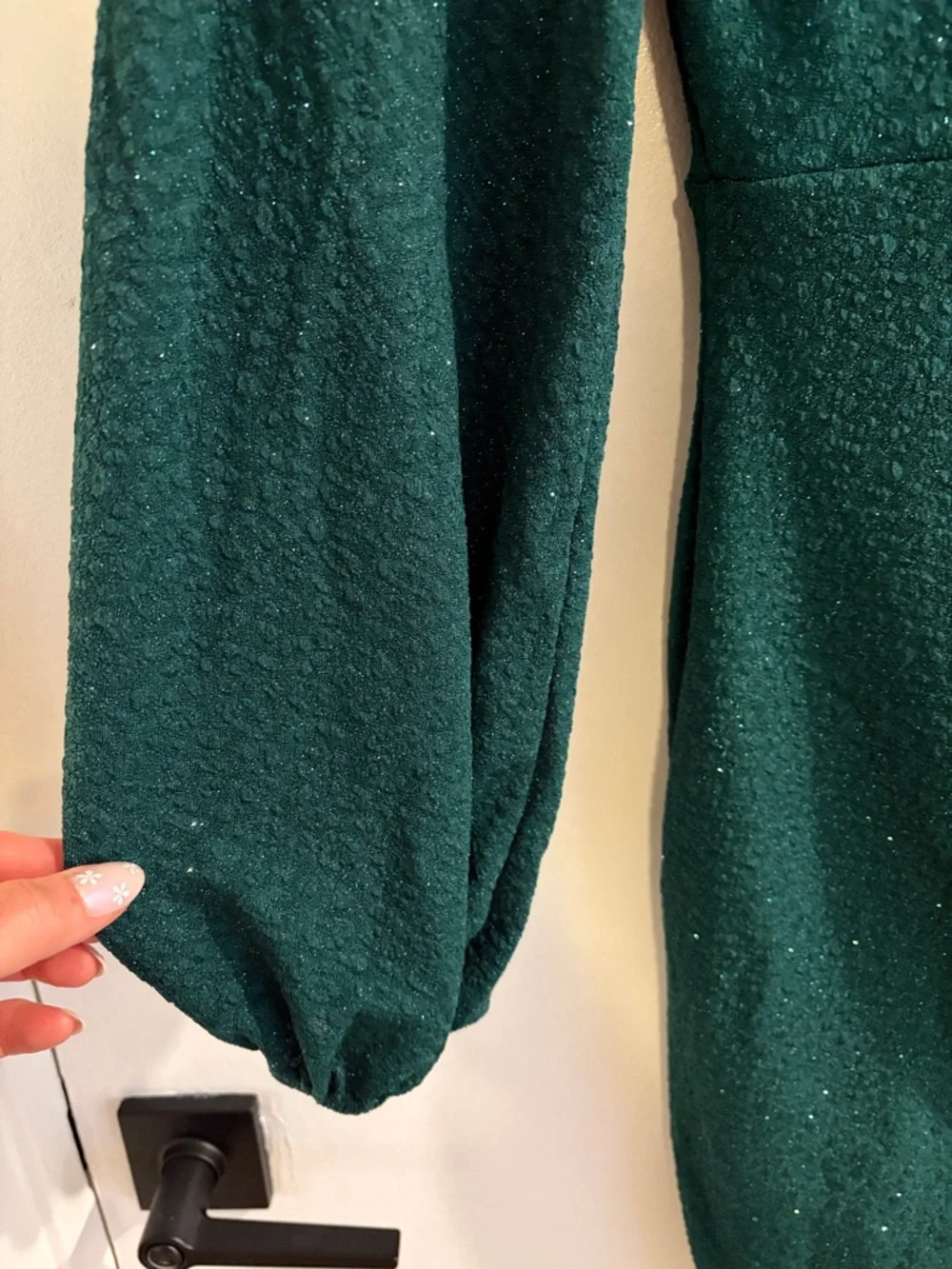 Windsor Dark Emerald  sparkle Wrap Mini Dress size medium stretch asymmetrical